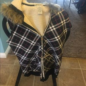 Vest with fur lined hood